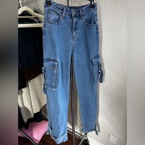 Women's Blue Cargo Jeans